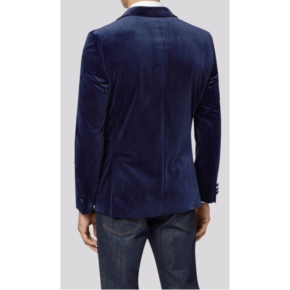 Bagozza Midnight Blue Velour Mens Blazer US Size 44 EU Size 54 - Picture 2 of 14